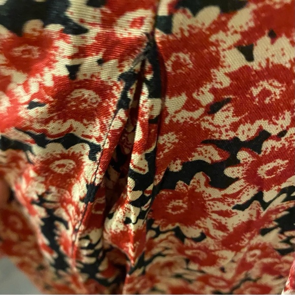 Free People Small Black Lace-up Mini Dress With Red Floral Pattern - Picture 13 of 16